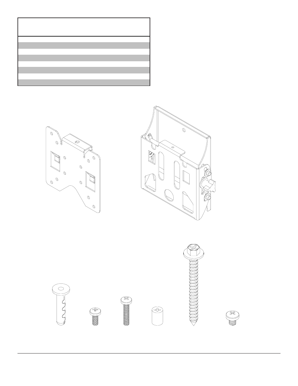 Parts list | Westinghouse MT80A TILT User Manual | Page 3 / 8
