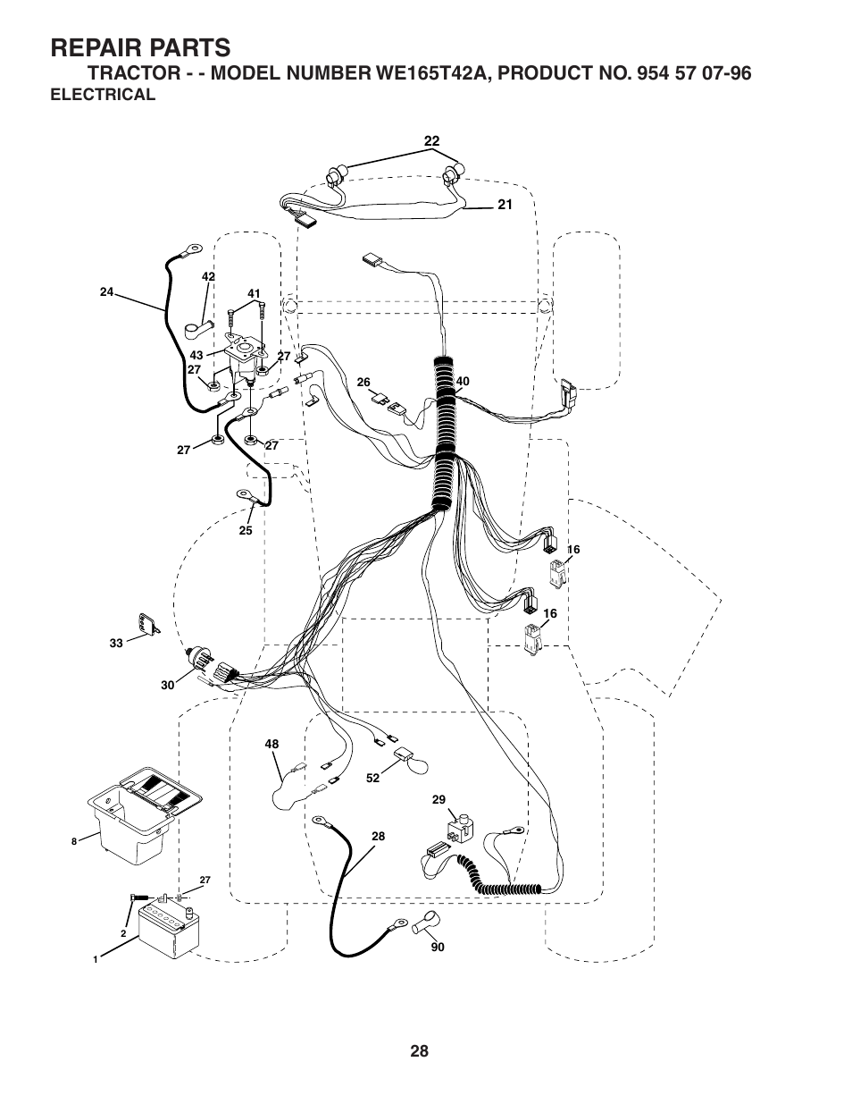 Repair parts, Electrical | Weed Eater WE165T42A User Manual | Page 28 / 48