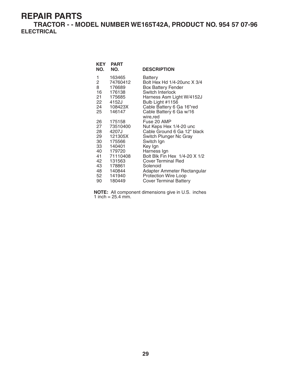 Repair parts | Weed Eater WE165T42A User Manual | Page 29 / 48