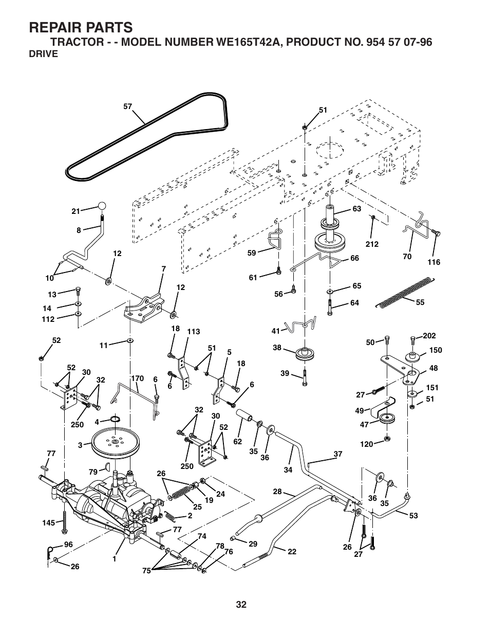 Repair parts | Weed Eater WE165T42A User Manual | Page 32 / 48