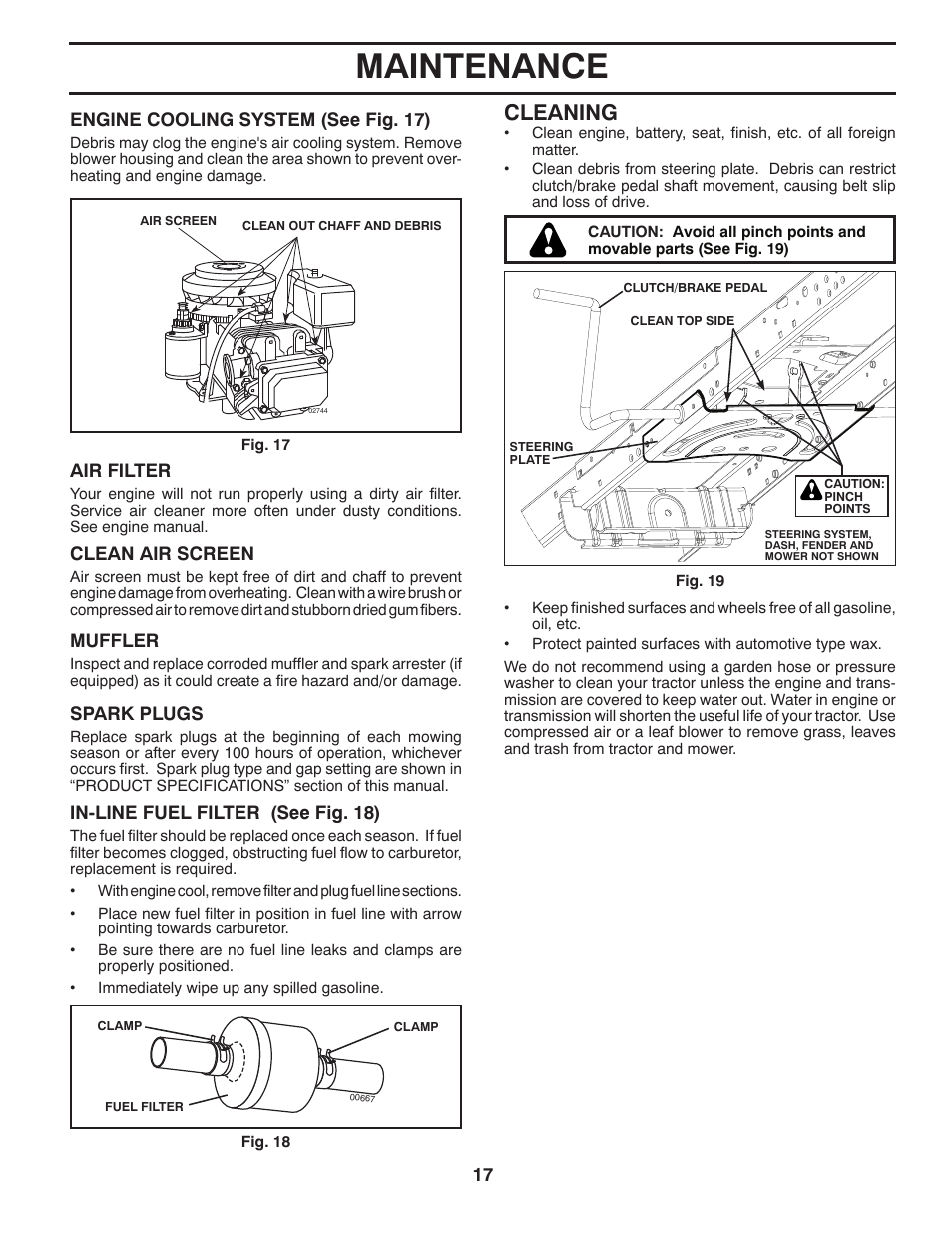 Maintenance, Cleaning | Weed Eater 960480001 User Manual | Page 17 / 28