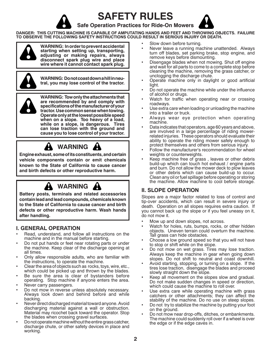 Safety rules, Warning | Weed Eater 960480001 User Manual | Page 2 / 28