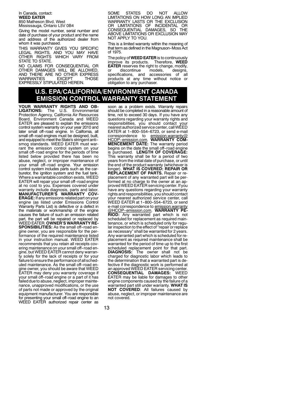 Weed Eater 952711829 User Manual | Page 13 / 14