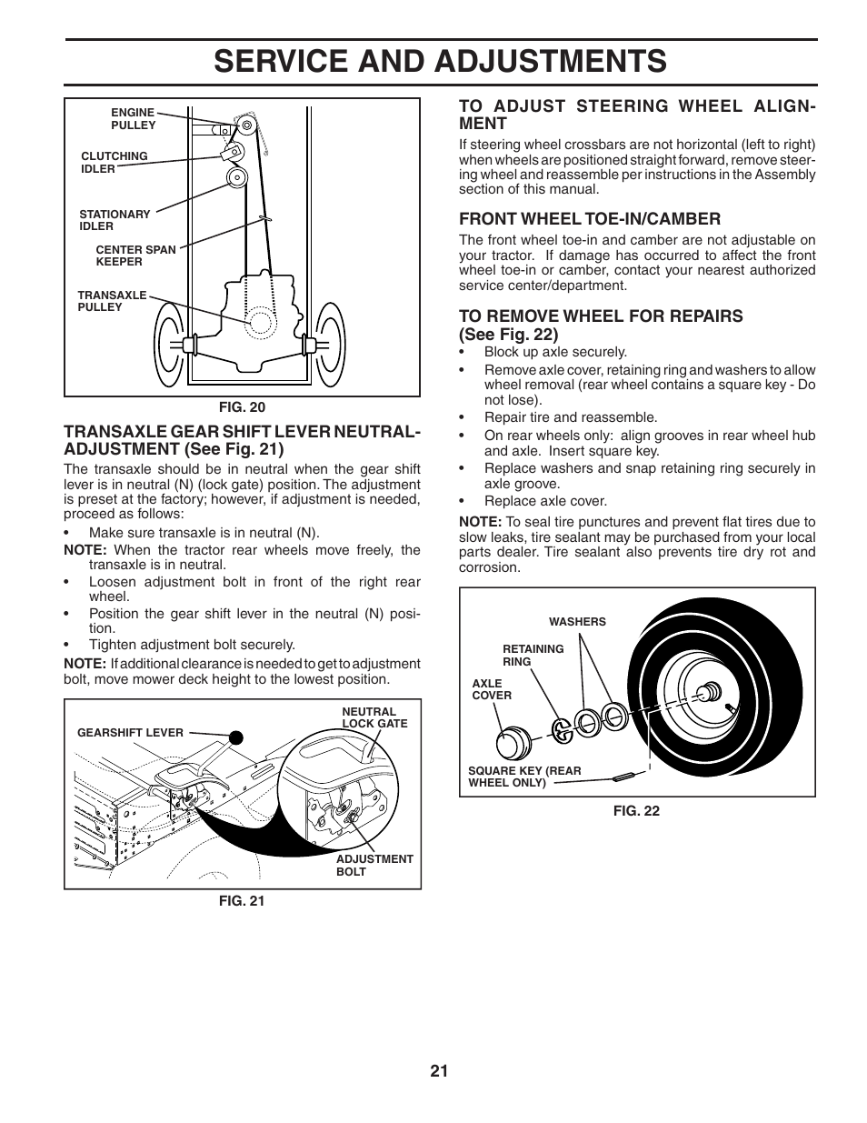 Service and adjustments | Weed Eater 191087 User Manual | Page 21 / 48