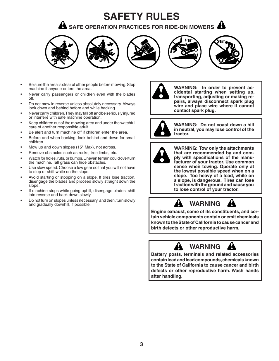 Safety rules, Warning | Weed Eater 191087 User Manual | Page 3 / 48