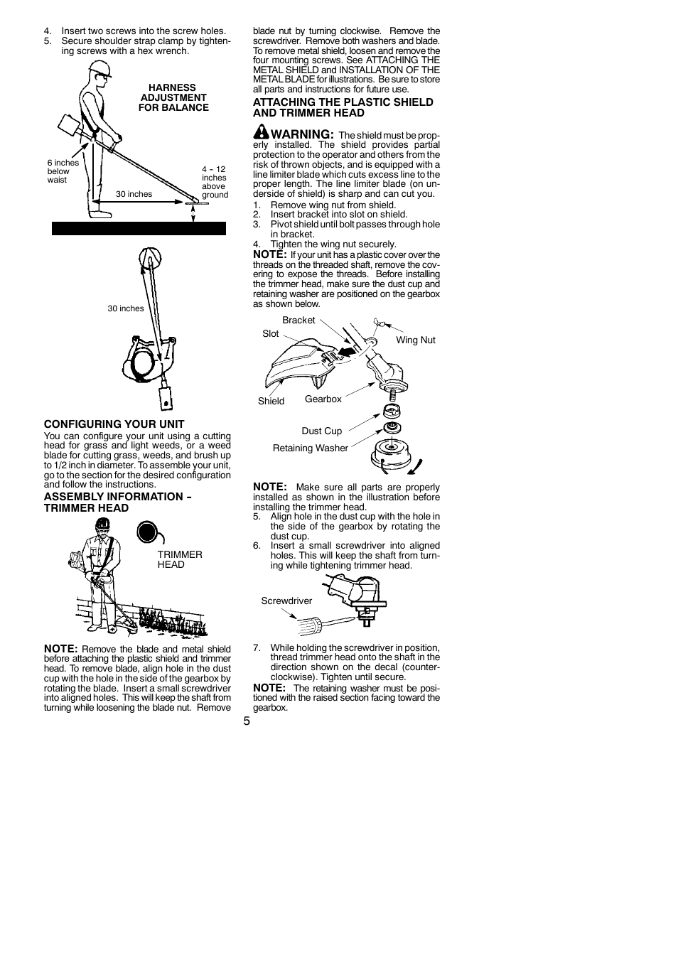 Warning | Weed Eater BC2500 LE User Manual | Page 5 / 15