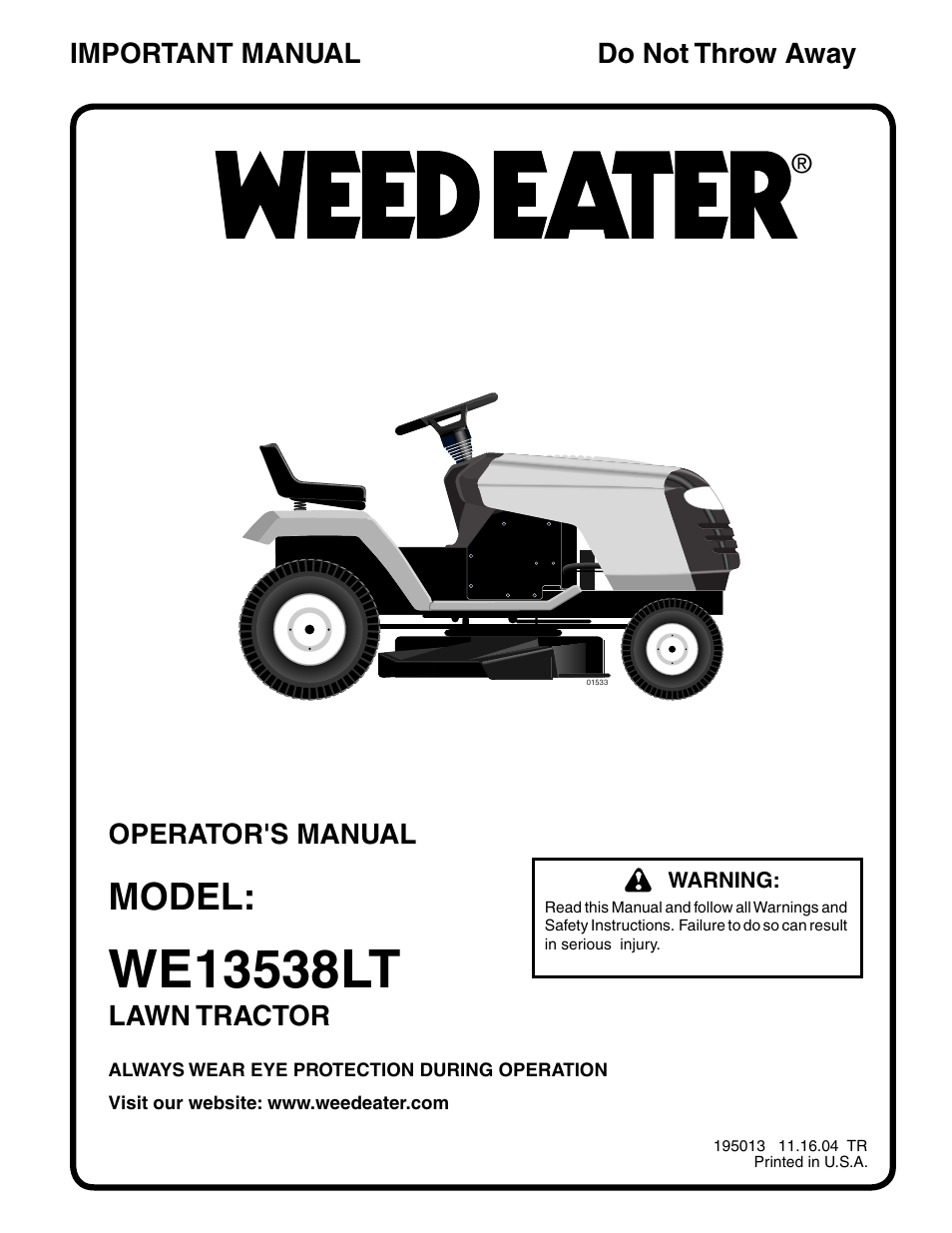 Weed Eater 195013 User Manual | 30 pages