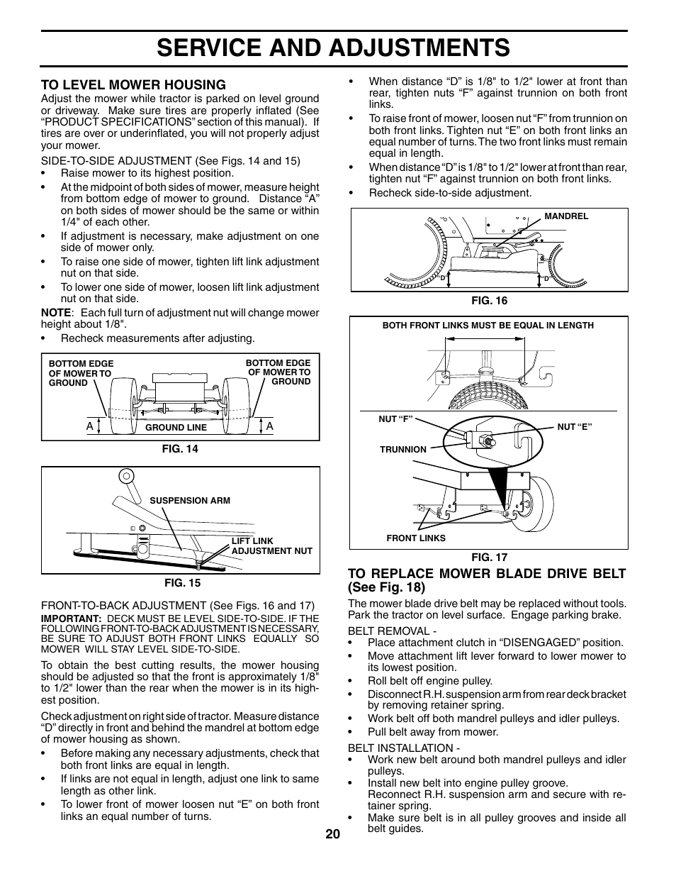 Service and adjustments | Weed Eater 195013 User Manual | Page 20 / 30