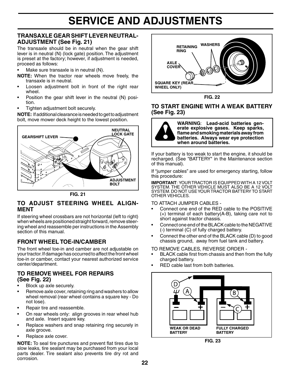 Service and adjustments | Weed Eater 195013 User Manual | Page 22 / 30
