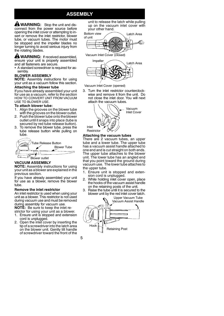 Assembly | Weed Eater EBV 200 User Manual | Page 5 / 10