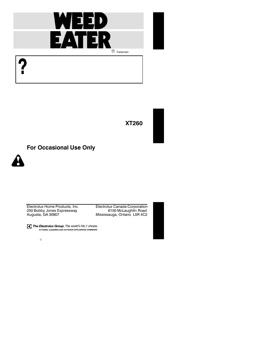 Weed Eater FX26 User Manual | 12 pages