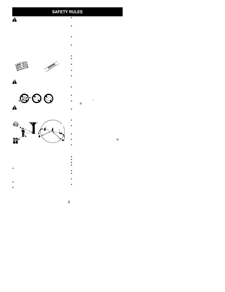 Safety rules | Weed Eater FX26 User Manual | Page 2 / 12