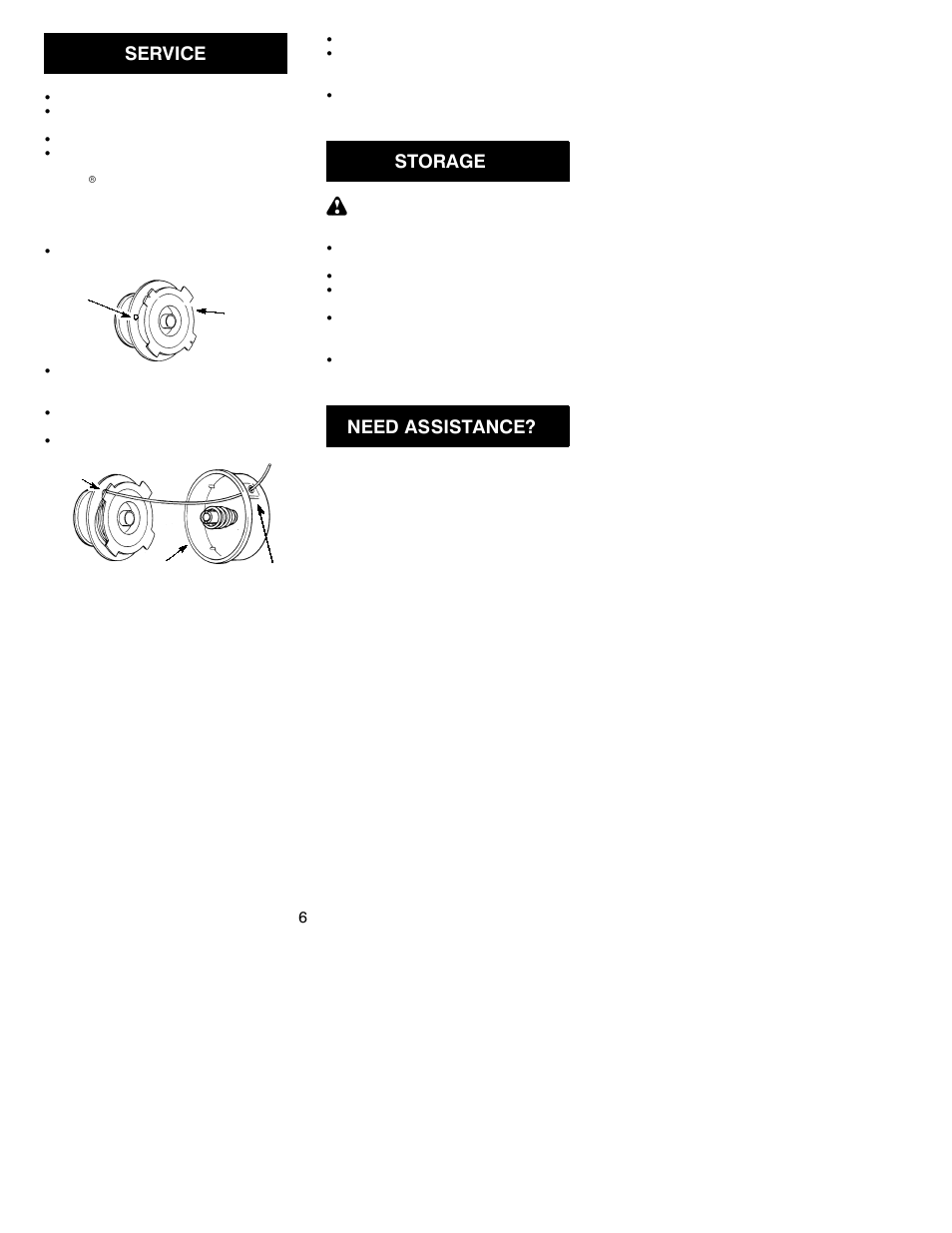 Service, Storage, Need assistance | Weed Eater TE12 User Manual | Page 6 / 8