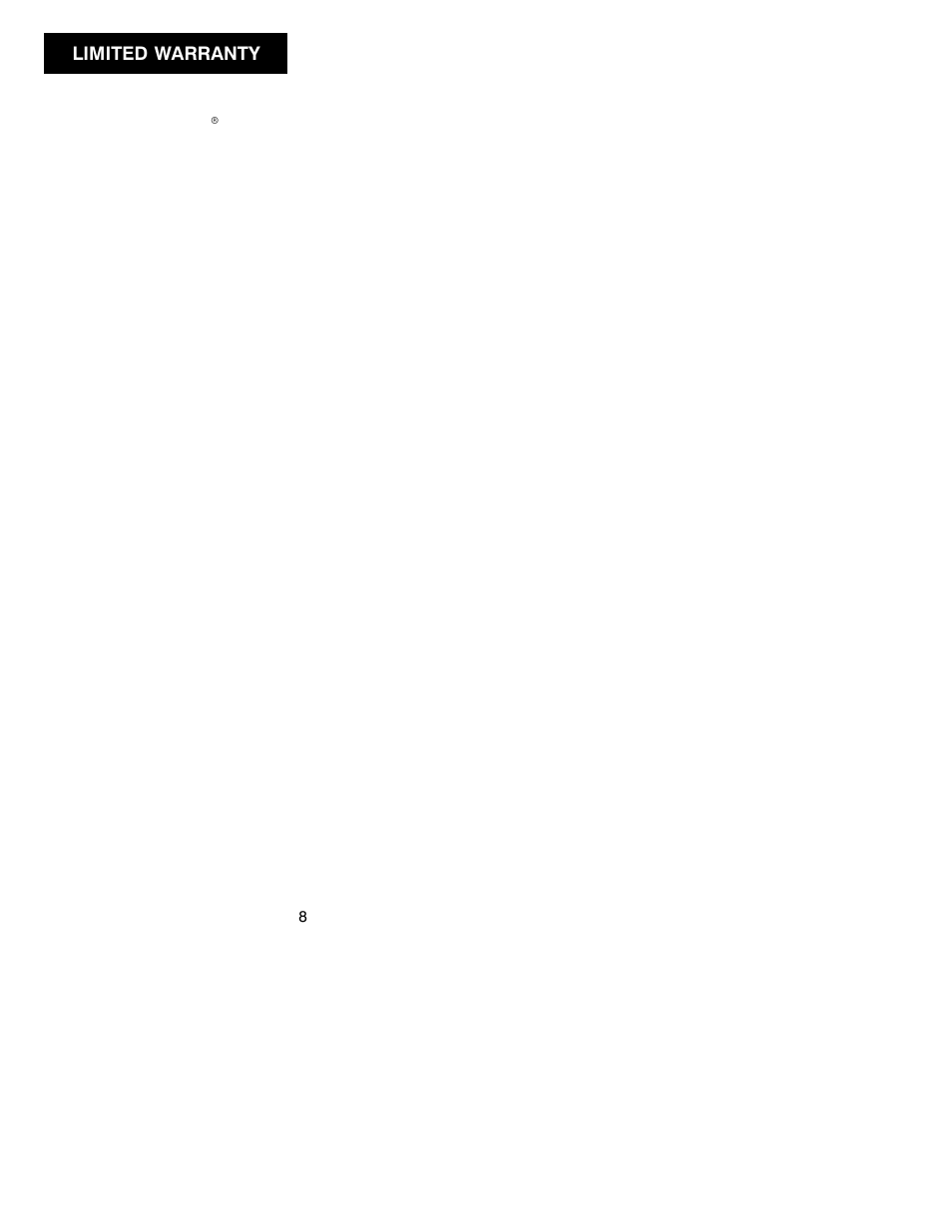 Limited warranty | Weed Eater TE12 User Manual | Page 8 / 8