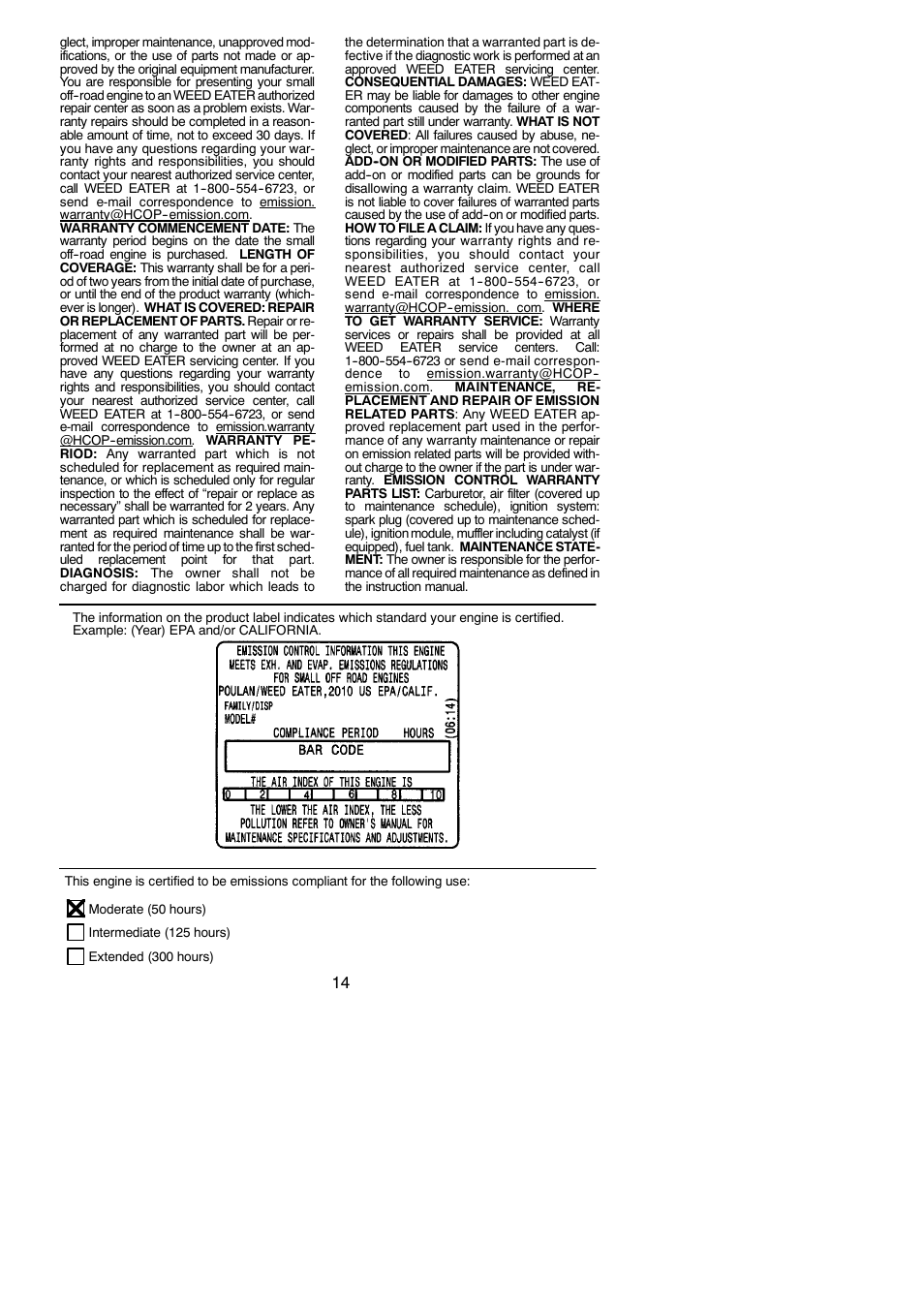 Weed Eater 952711797 User Manual | Page 14 / 14
