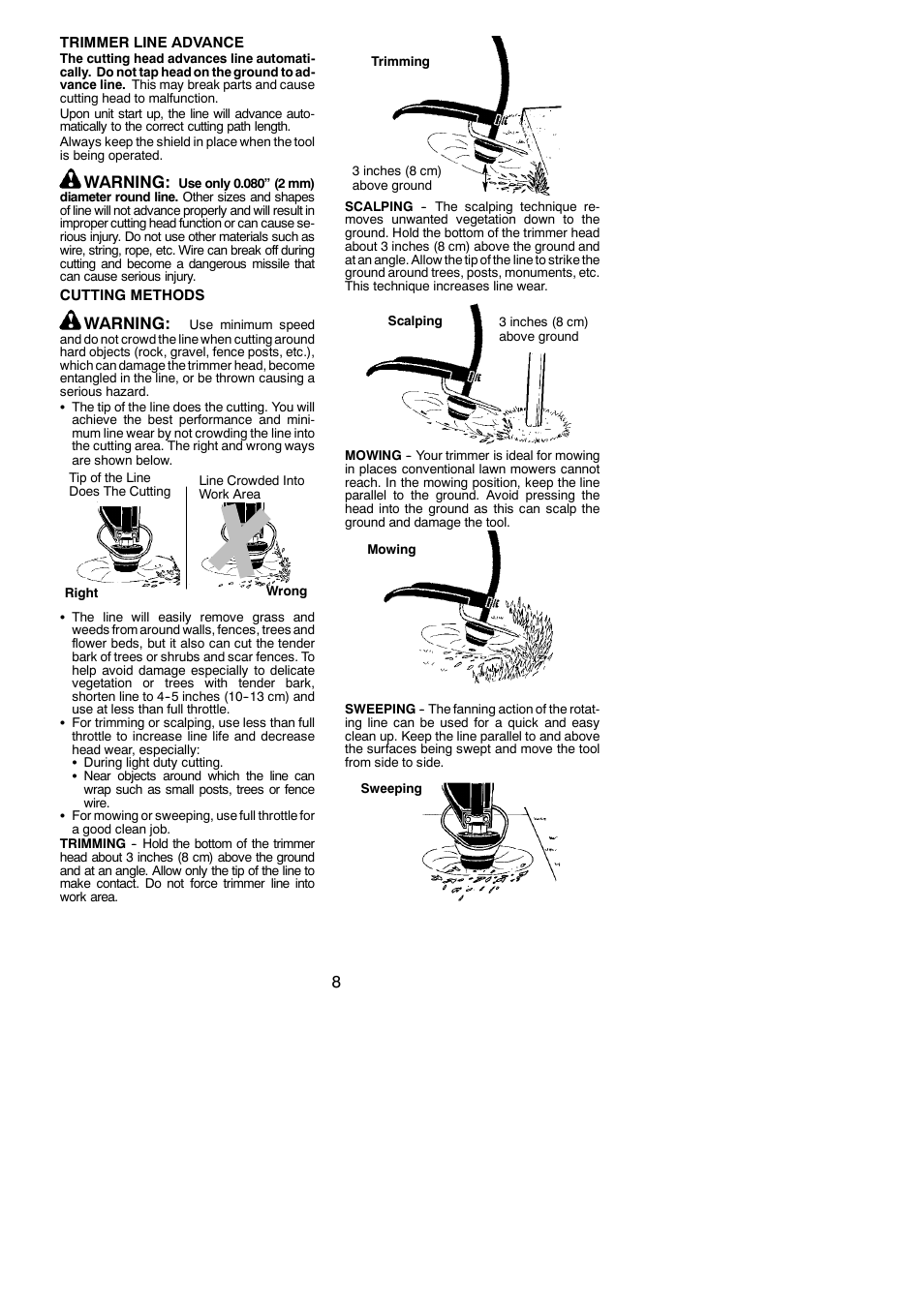 Warning | Weed Eater 952711797 User Manual | Page 8 / 14