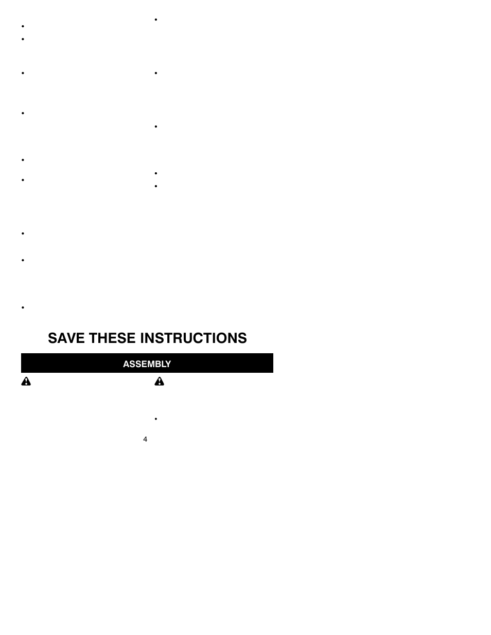 Save these instructions, Assembly | Weed Eater 2600 Series User Manual | Page 4 / 9