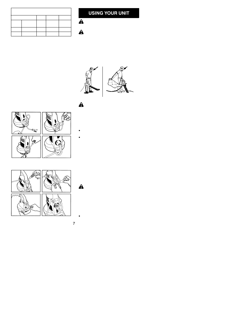 Using your unit | Weed Eater 2600 Series User Manual | Page 7 / 9