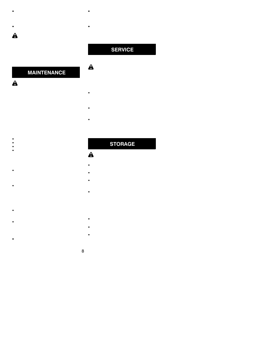 Maintenance, Service, Storage | Weed Eater 2600 Series User Manual | Page 8 / 9