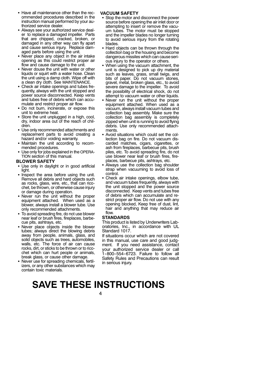 Save these instructions | Weed Eater 545117535 User Manual | Page 4 / 10