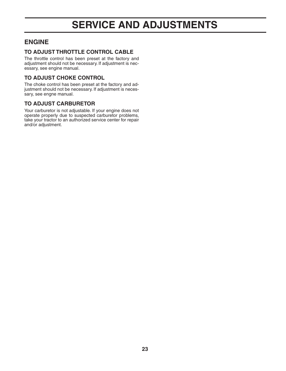 Service and adjustments | Weed Eater 188313 User Manual | Page 23 / 48