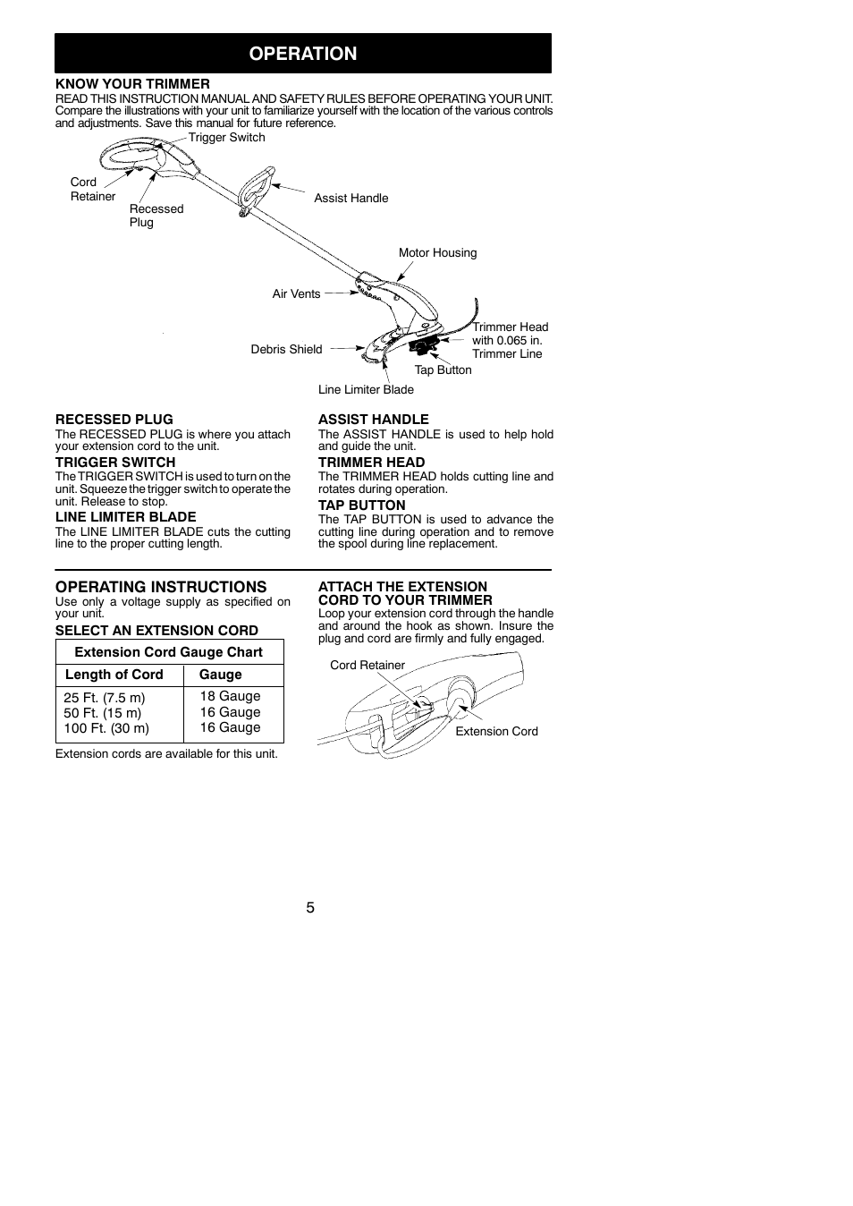 Operation | Weed Eater 545117526 User Manual | Page 5 / 9