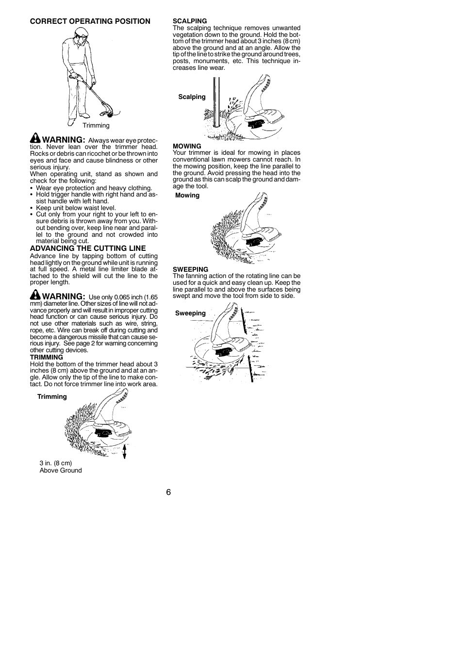 Warning | Weed Eater 545117526 User Manual | Page 6 / 9