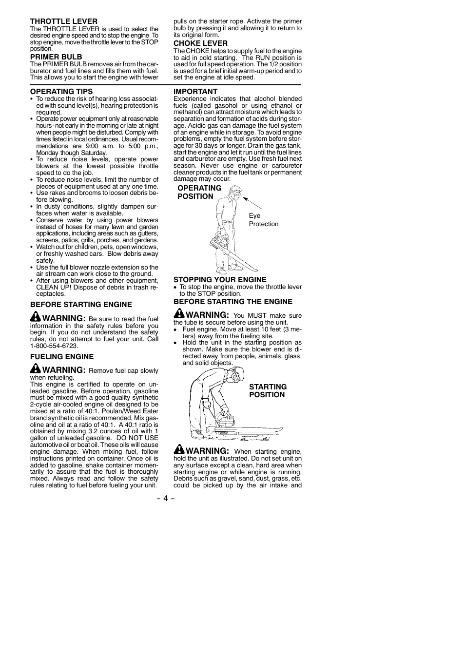 Warning | Weed Eater 530164008 User Manual | Page 4 / 9