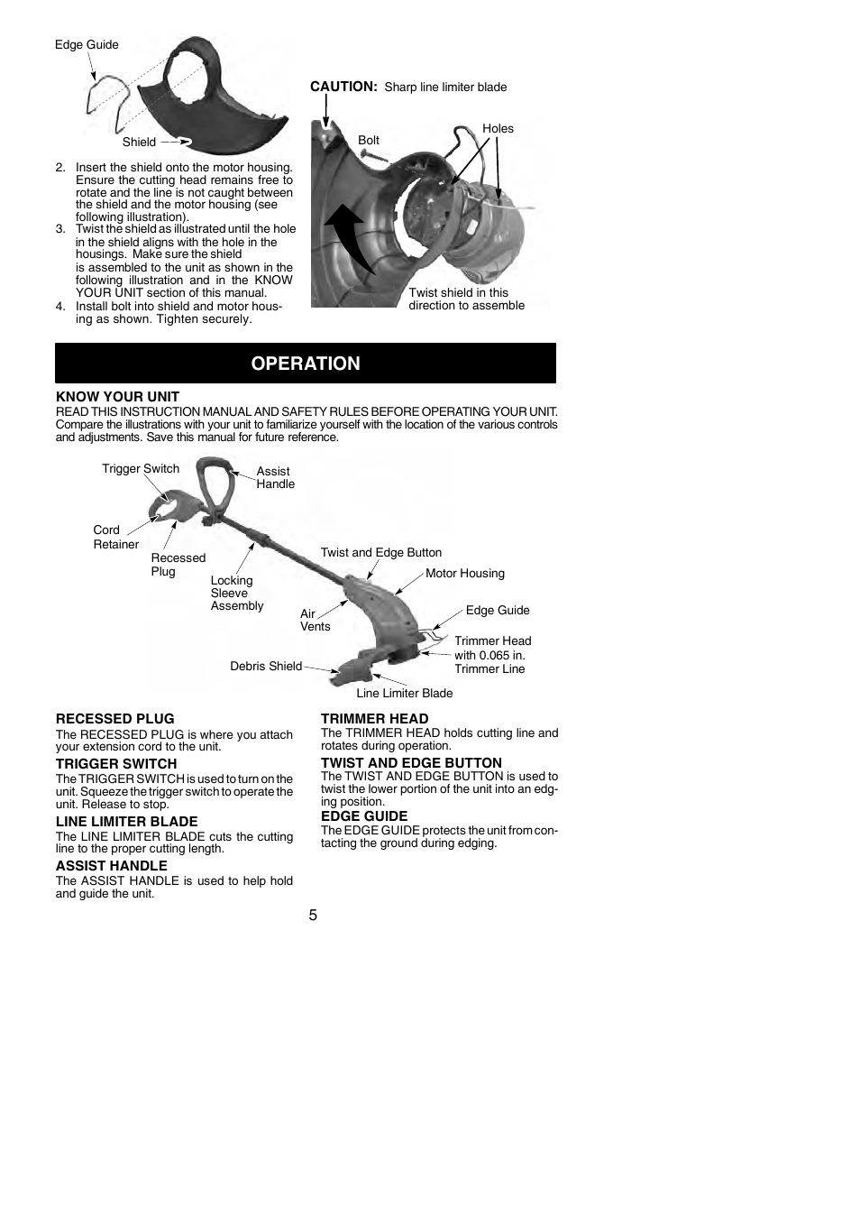 Operation | Weed Eater 245157 User Manual | Page 5 / 10