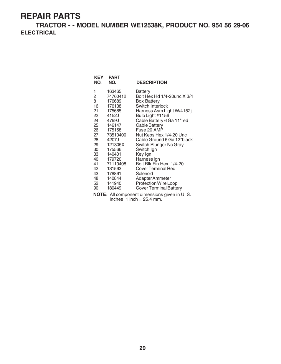 Repair parts | Weed Eater WE12538K User Manual | Page 29 / 48