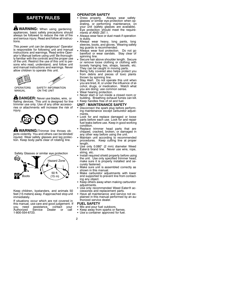 Safety rules | Weed Eater XT600 User Manual | Page 2 / 7
