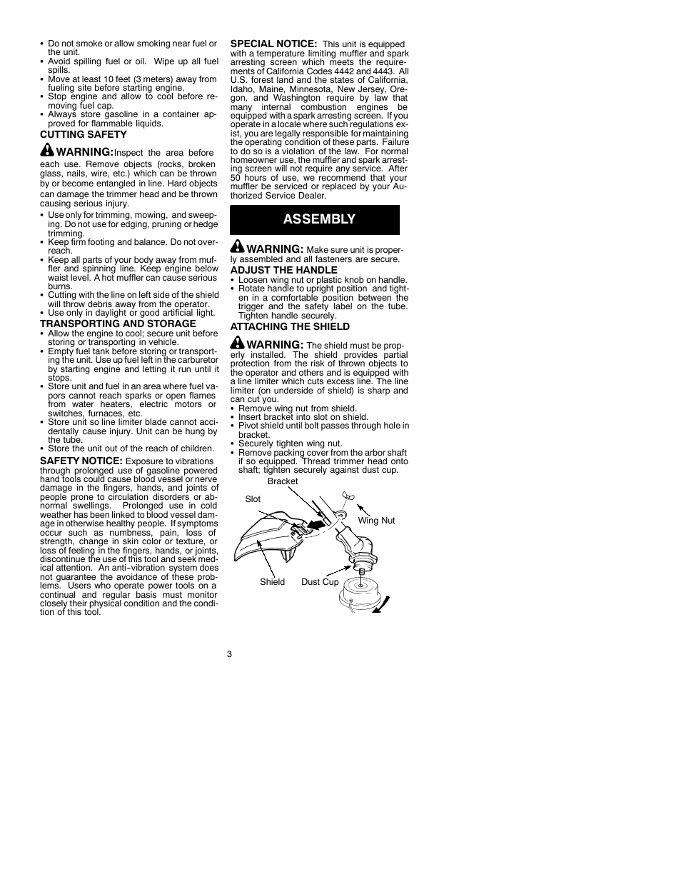 Assembly | Weed Eater XT600 User Manual | Page 3 / 7