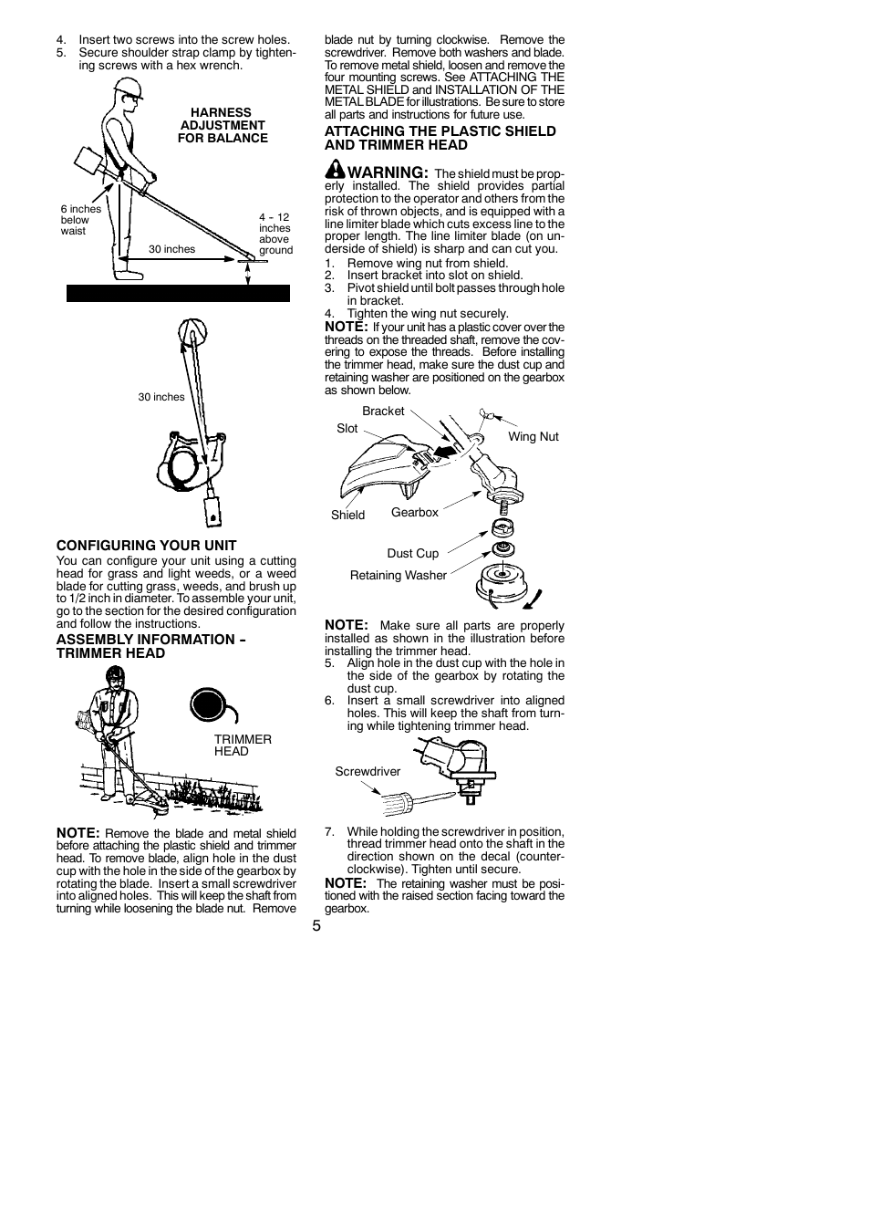 Warning | Weed Eater 530163351 User Manual | Page 5 / 15