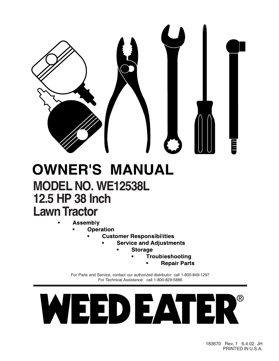 Weed Eater 183670 User Manual | 48 pages