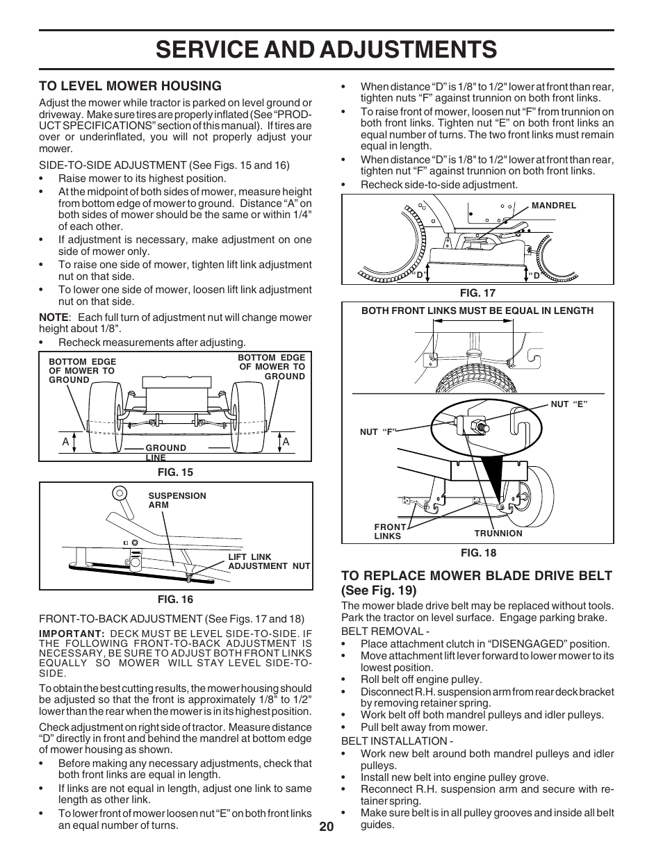 Service and adjustments | Weed Eater 183670 User Manual | Page 20 / 48