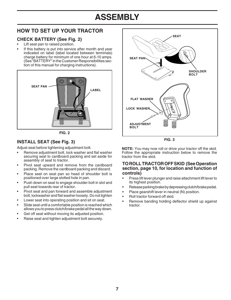 Assembly, How to set up your tractor | Weed Eater 183670 User Manual | Page 7 / 48