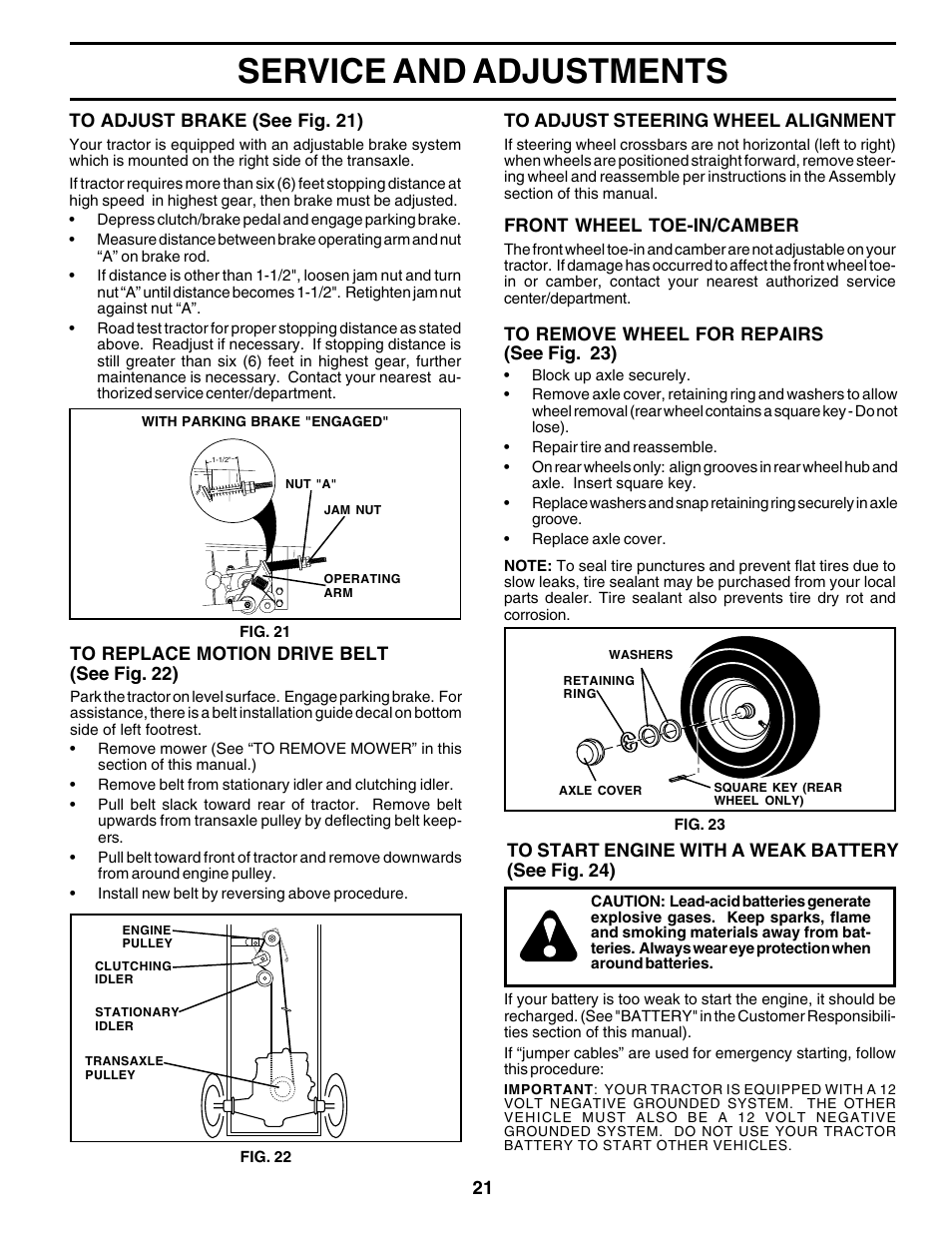 Service and adjustments | Weed Eater 176840 User Manual | Page 21 / 48