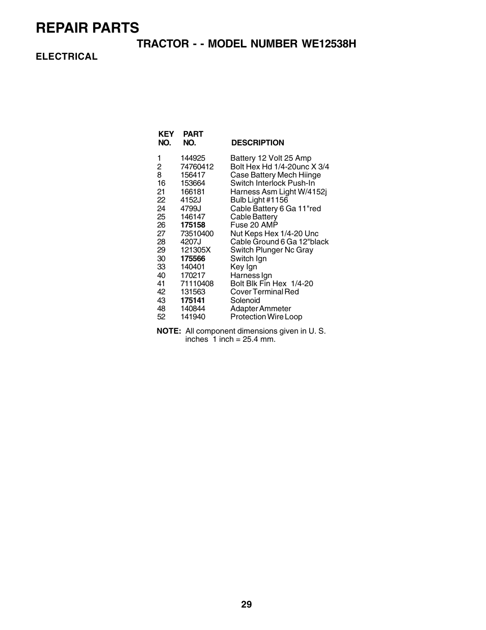Repair parts | Weed Eater 176840 User Manual | Page 29 / 48