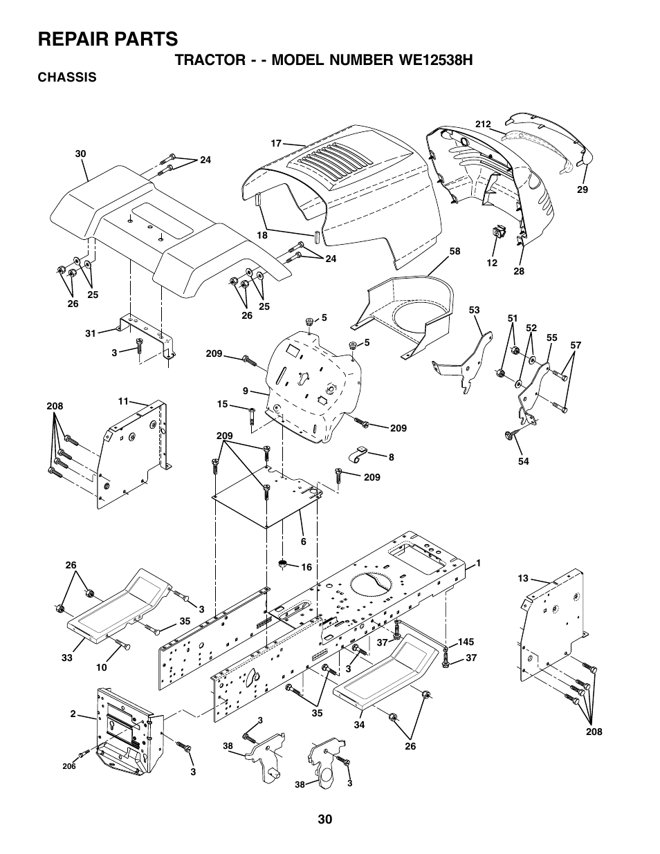 Repair parts, Chassis | Weed Eater 176840 User Manual | Page 30 / 48