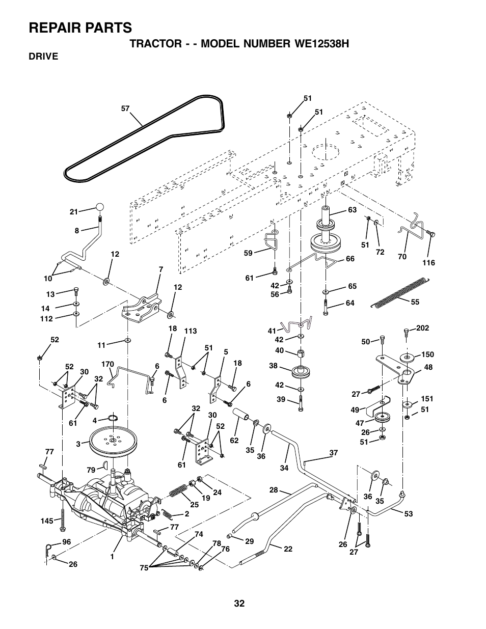 Repair parts | Weed Eater 176840 User Manual | Page 32 / 48
