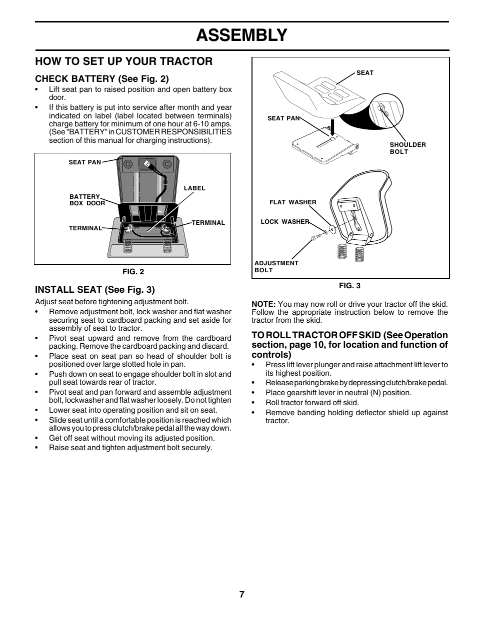 Assembly, How to set up your tractor | Weed Eater 176840 User Manual | Page 7 / 48