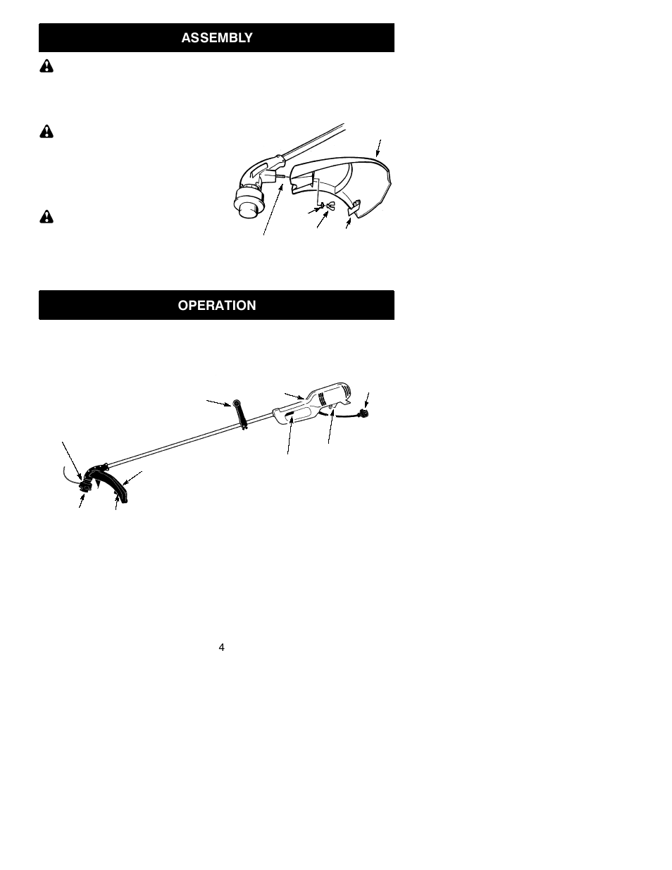 Assembly, Operation | Weed Eater 530085765 User Manual | Page 4 / 8