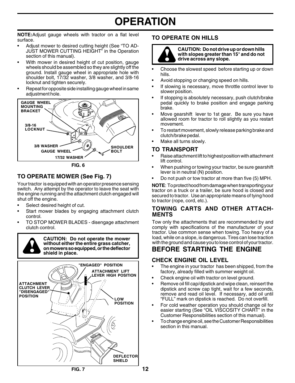Operation, Before starting the engine | Weed Eater 180530 User Manual | Page 12 / 48
