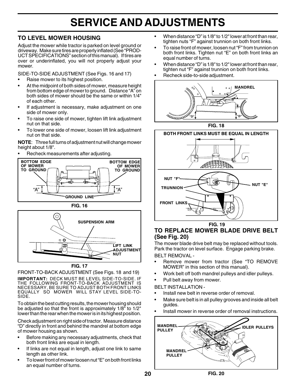 Service and adjustments | Weed Eater 180530 User Manual | Page 20 / 48