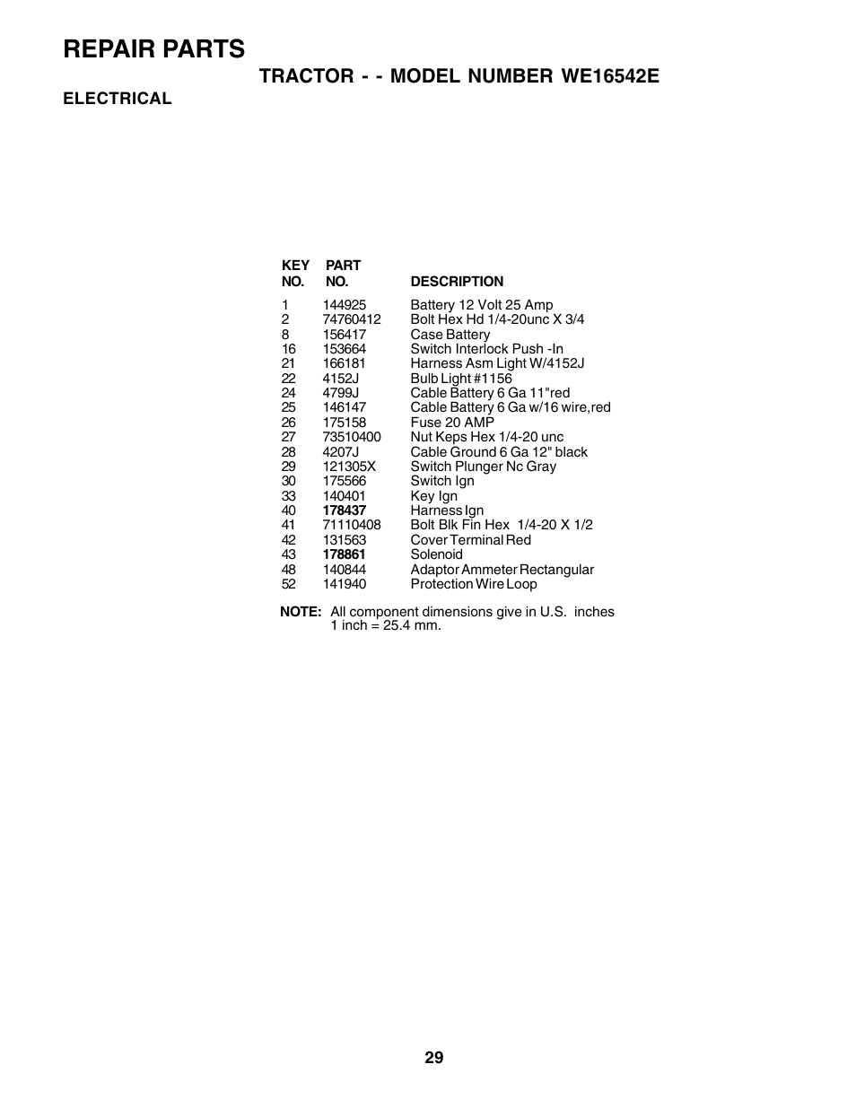 Repair parts | Weed Eater 180530 User Manual | Page 29 / 48