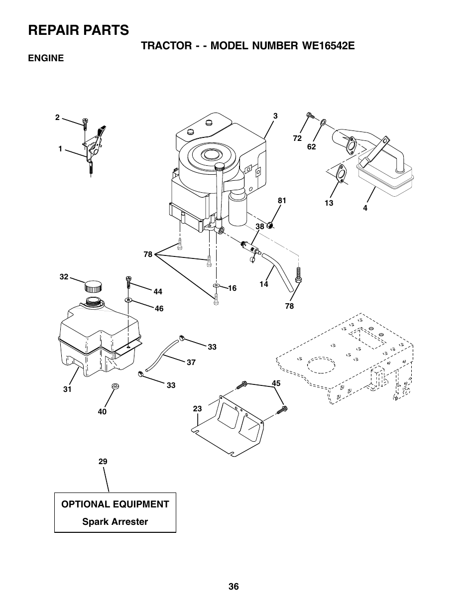 Repair parts | Weed Eater 180530 User Manual | Page 36 / 48