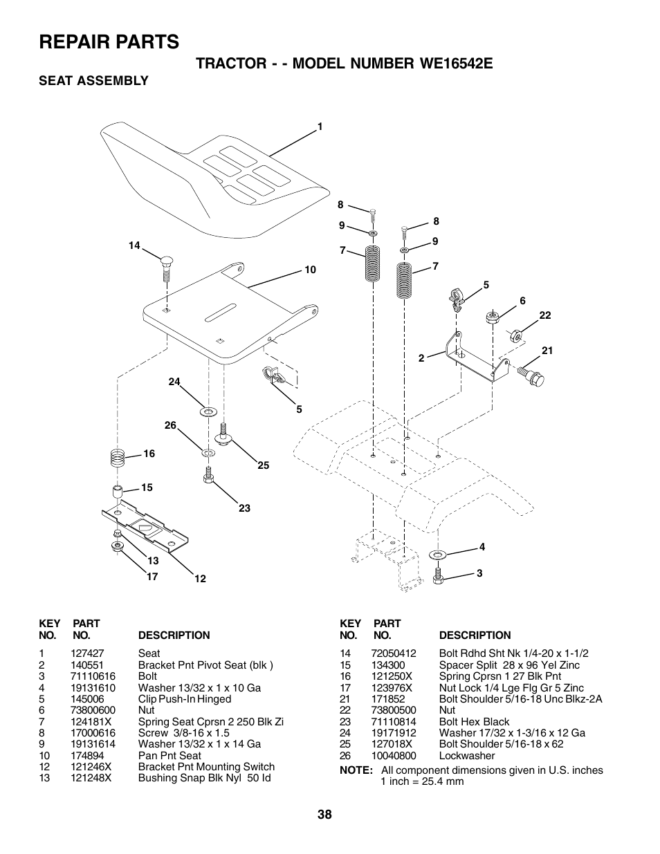 Repair parts | Weed Eater 180530 User Manual | Page 38 / 48