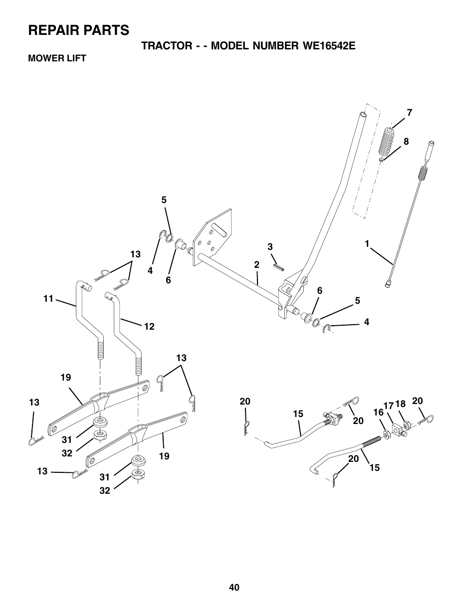 Repair parts | Weed Eater 180530 User Manual | Page 40 / 48