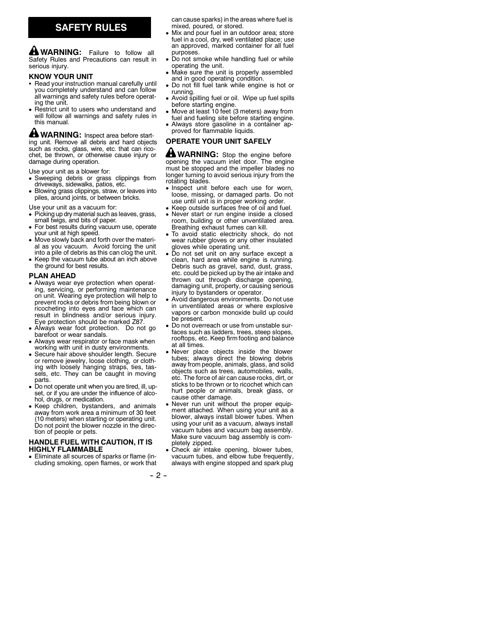 Safety rules | Weed Eater 530086690 User Manual | Page 2 / 9
