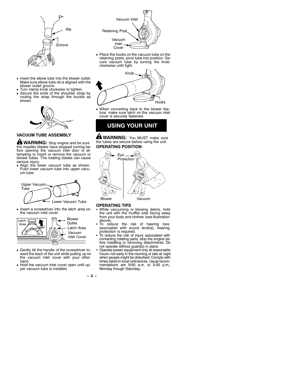 Using your unit | Weed Eater 530086690 User Manual | Page 4 / 9